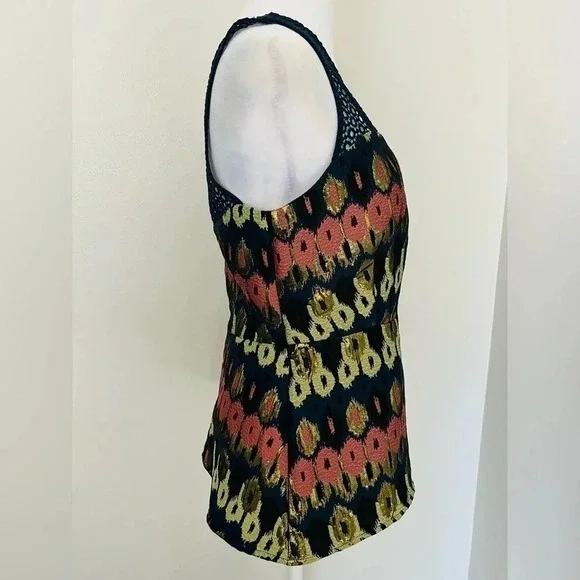 Anthropologie HD in Paris Jacquard Peplum Top sz 6 - Picture 4 of 12